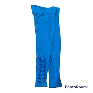 DSG sliced and twisted detail performance leggings blue m e39